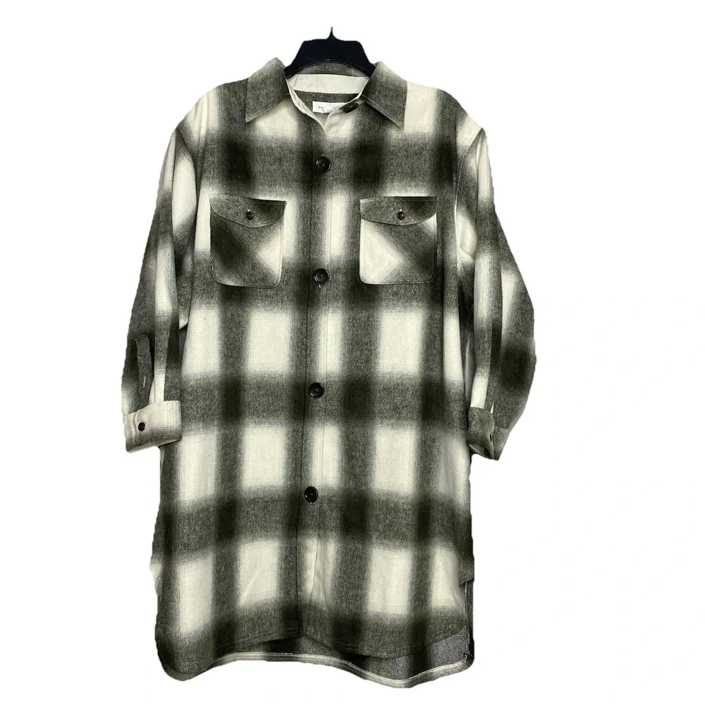 Basin and Range Flannel Plaid‎ Oversized Shacket Jacket Women Sz XS Wool Blend